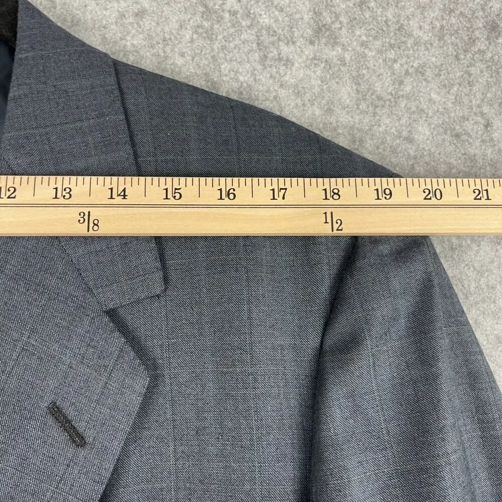 Vintage Oxxford Clothes Blazer Mens 44R Blue Plaid Super Worsted Wool Bespoke